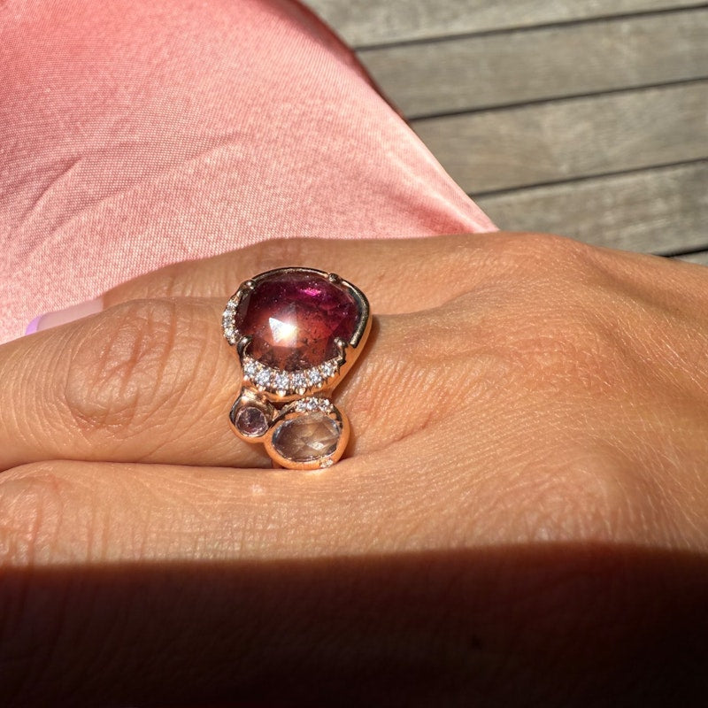 Sirciam 14k Rose Gold Pink Tourmaline Mana Ring