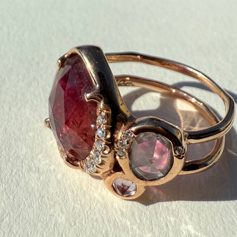 Sirciam 14k Rose Gold Pink Tourmaline Mana Ring
