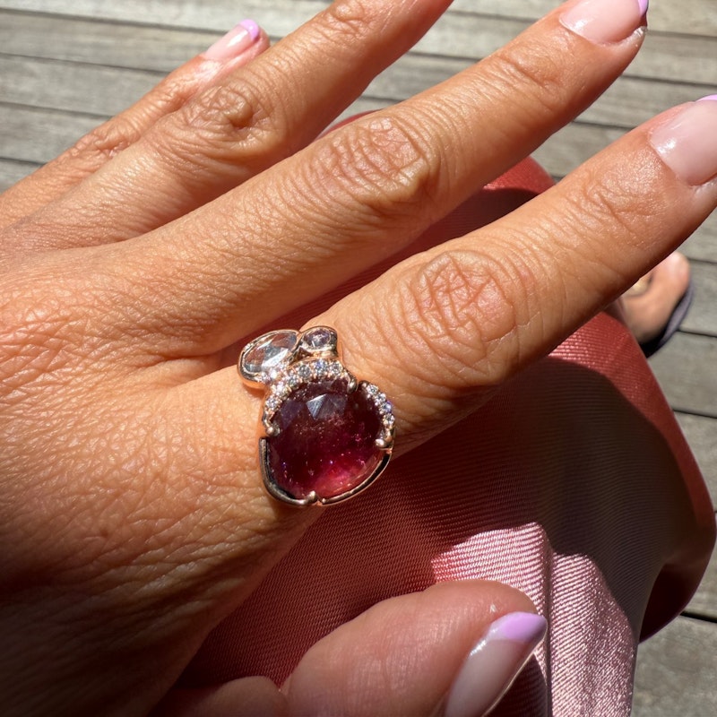 Sirciam 14k Rose Gold Pink Tourmaline Mana Ring