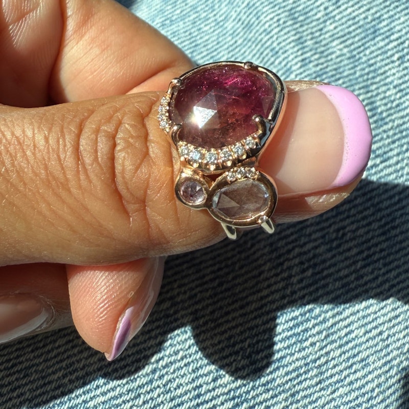 Sirciam 14k Rose Gold Pink Tourmaline Mana Ring