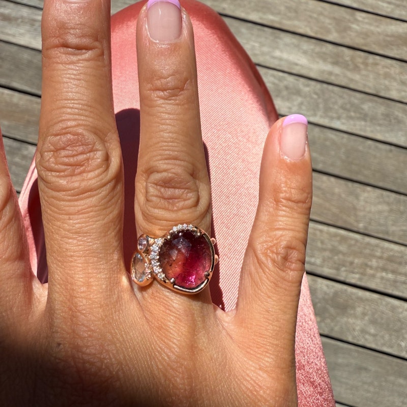 Sirciam 14k Rose Gold Pink Tourmaline Mana Ring