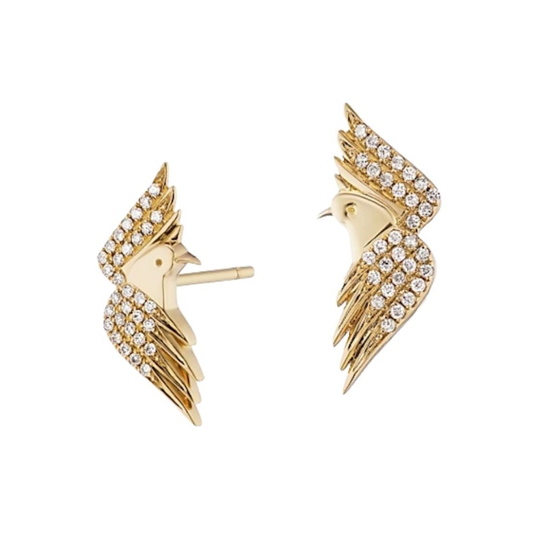 Sorellina 18k Yellow Gold Diamond Eagle Stud Earrings
