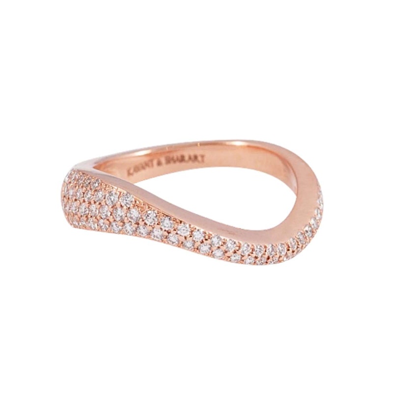 Kavant & Sharart 18k Rose Gold Diamond Pave Wave Ring