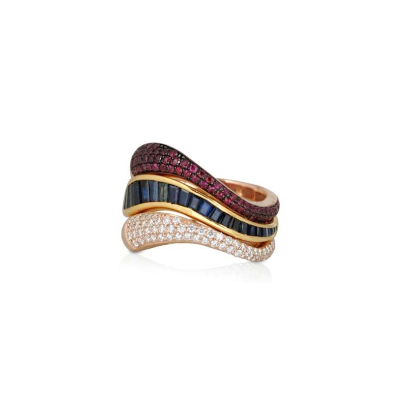 Kavant & Sharart 18k Rose Gold Diamond Pave Wave Ring