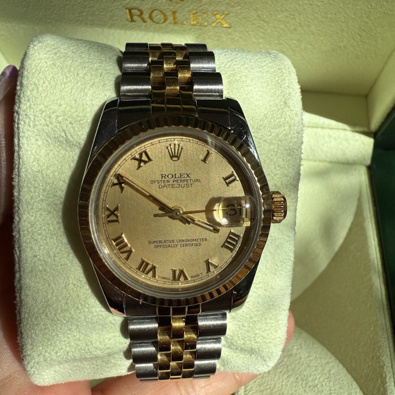 Rolex Datejust 31mm Champagne Dial with 18k Yellow Gold and Stainless Steel Jubilee Band