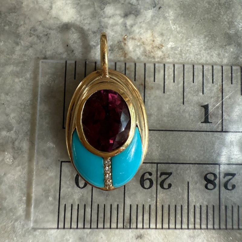 Mason and Books Pink Tourmaline & Turquoise Small Lovebug Pendant