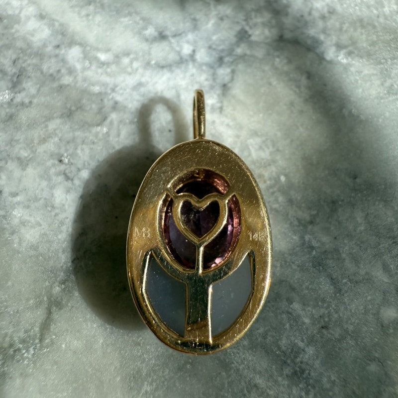 Mason and Books Amethyst & Blue Chalcedony Small Love Bug Pendant