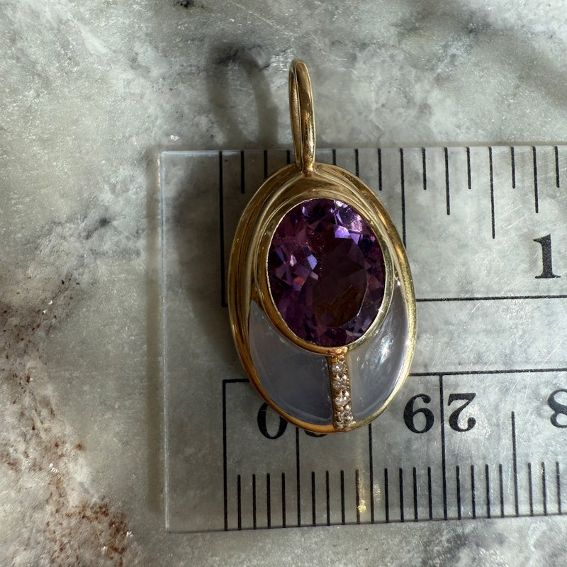 Mason and Books Amethyst & Blue Chalcedony Small Love Bug Pendant