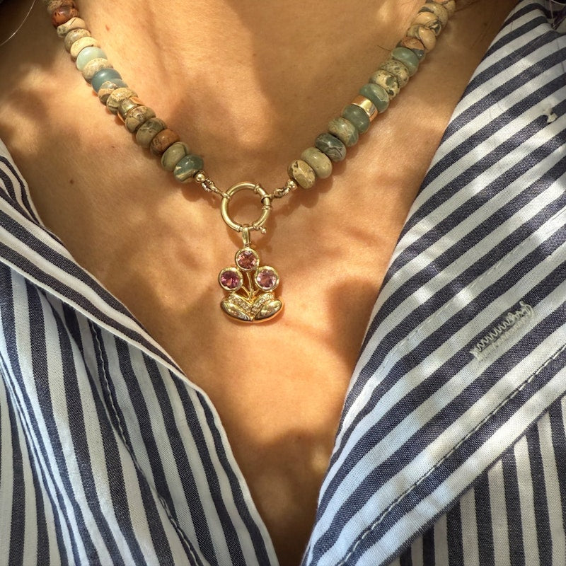 Mason and Books Pink Tourmaline Medium Bouquet Charm