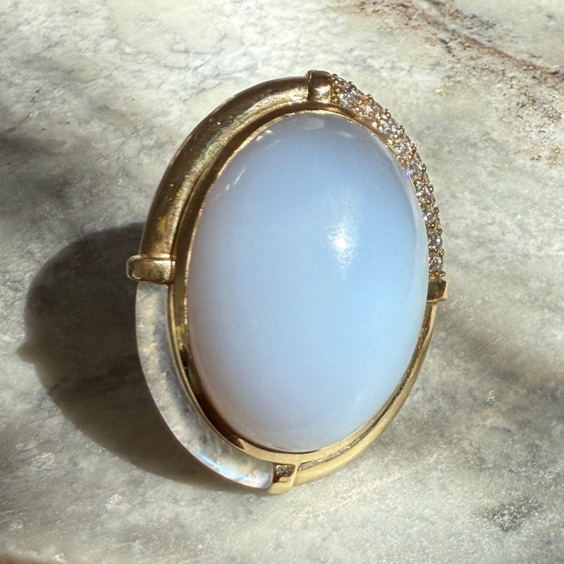 Mason and Books Blue Chalcedony Sugar & Spice Cocktail Ring