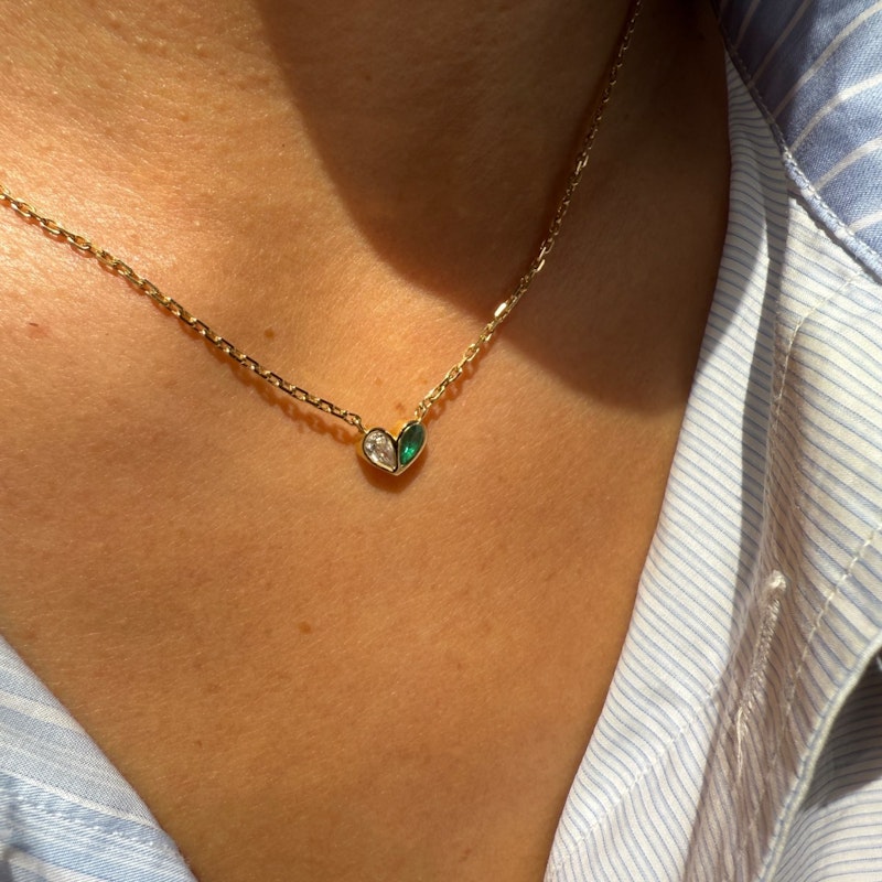 Gemella Emerald & Diamond Sweetheart Necklace
