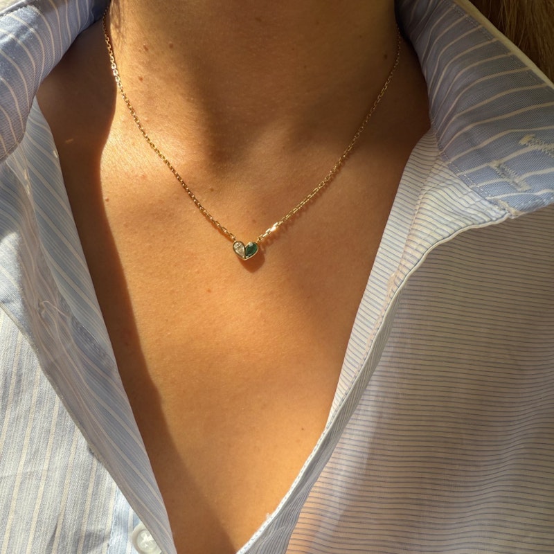 Gemella Emerald & Diamond Sweetheart Necklace