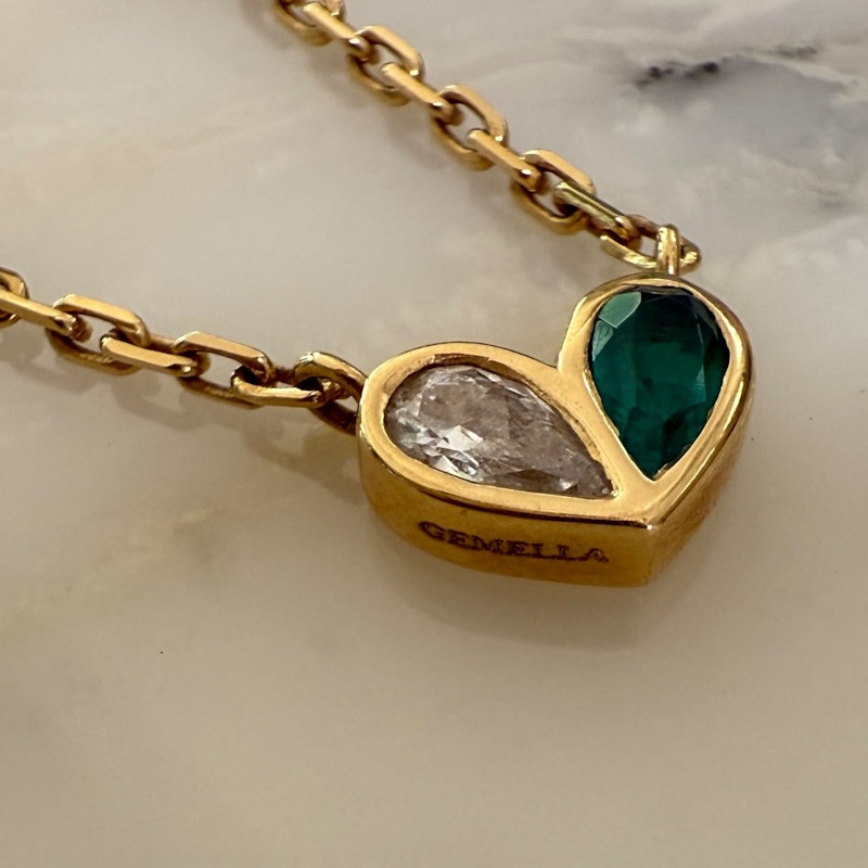 Gemella Emerald & Diamond Sweetheart Necklace