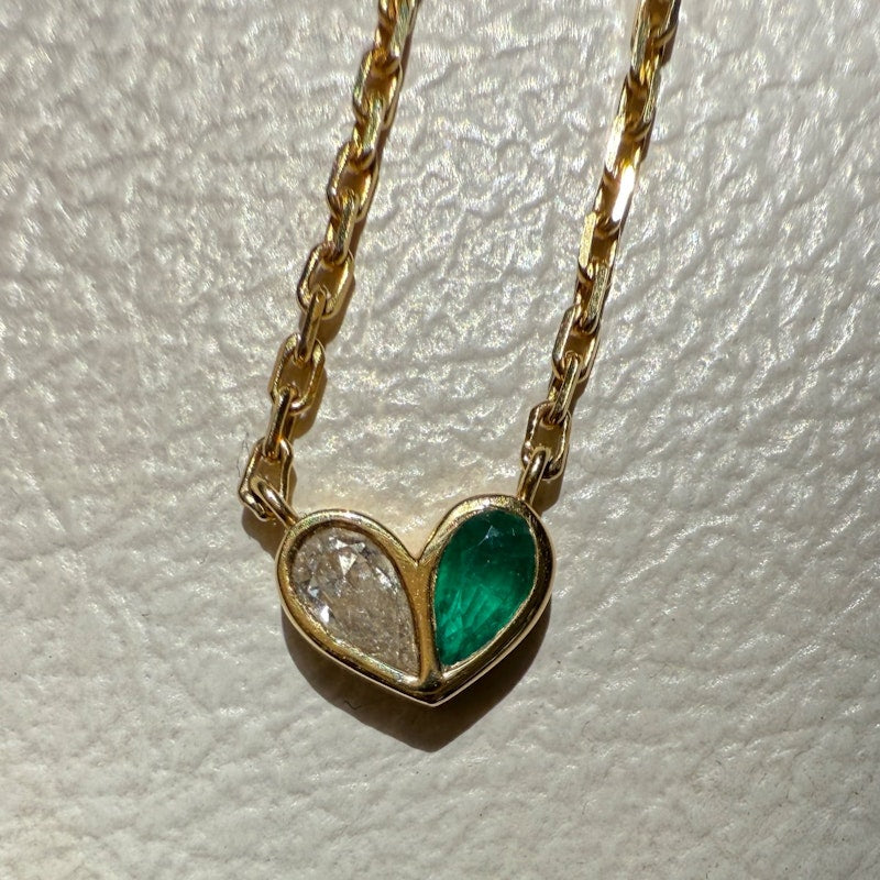 Gemella Emerald & Diamond Sweetheart Necklace