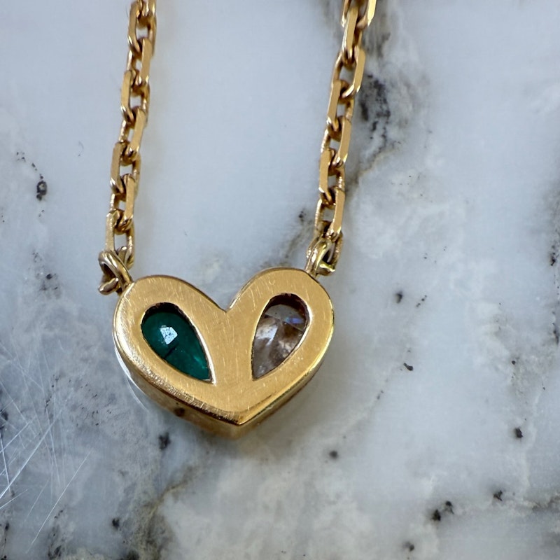 Gemella Emerald & Diamond Sweetheart Necklace