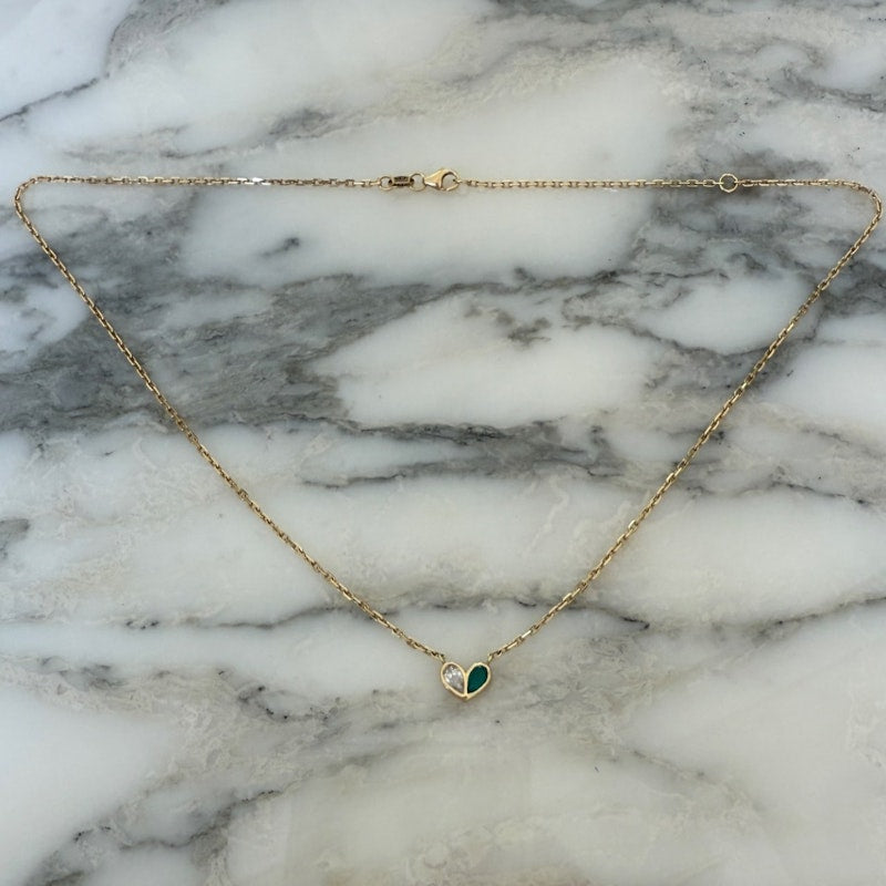 Gemella Emerald & Diamond Sweetheart Necklace