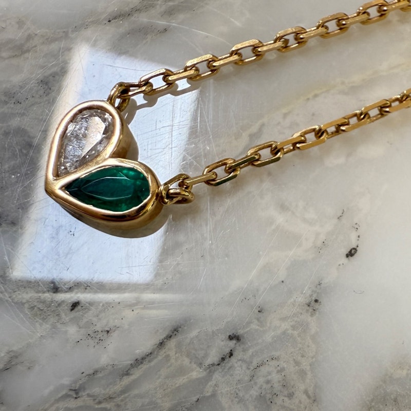 Gemella Emerald & Diamond Sweetheart Necklace