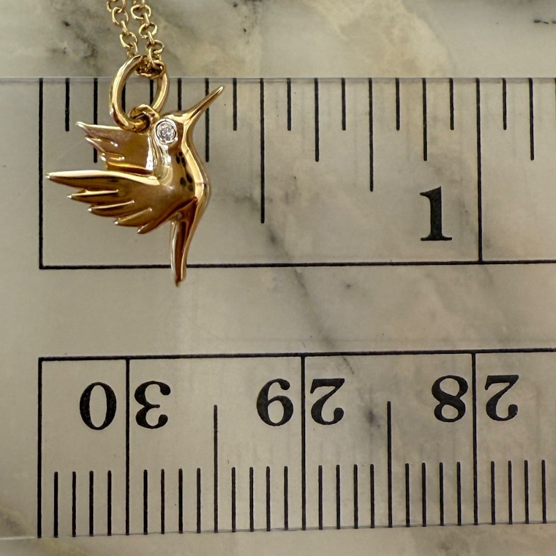 EF Collection 14k Yellow Gold Hummingbird Necklace