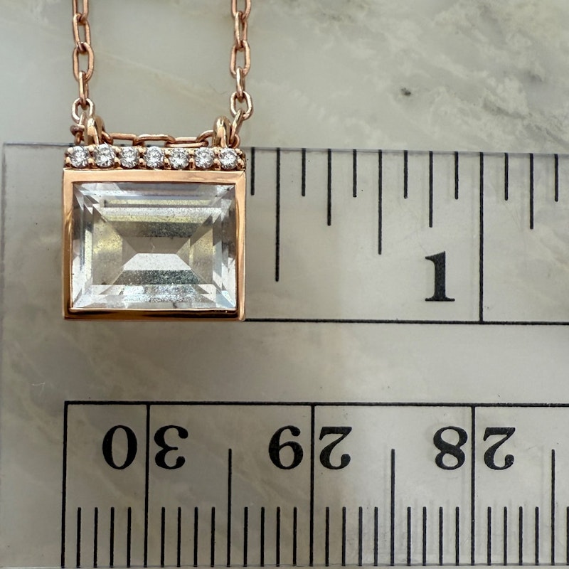 Jane Taylor 14k Rose Gold White Topaz Bold Baguette Necklace