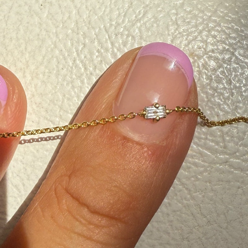 Lizzie Mandler Floating Necklace with White Diamond Baguette