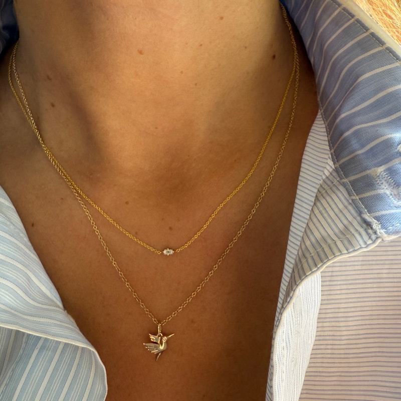 Lizzie Mandler Floating Necklace with White Diamond Baguette