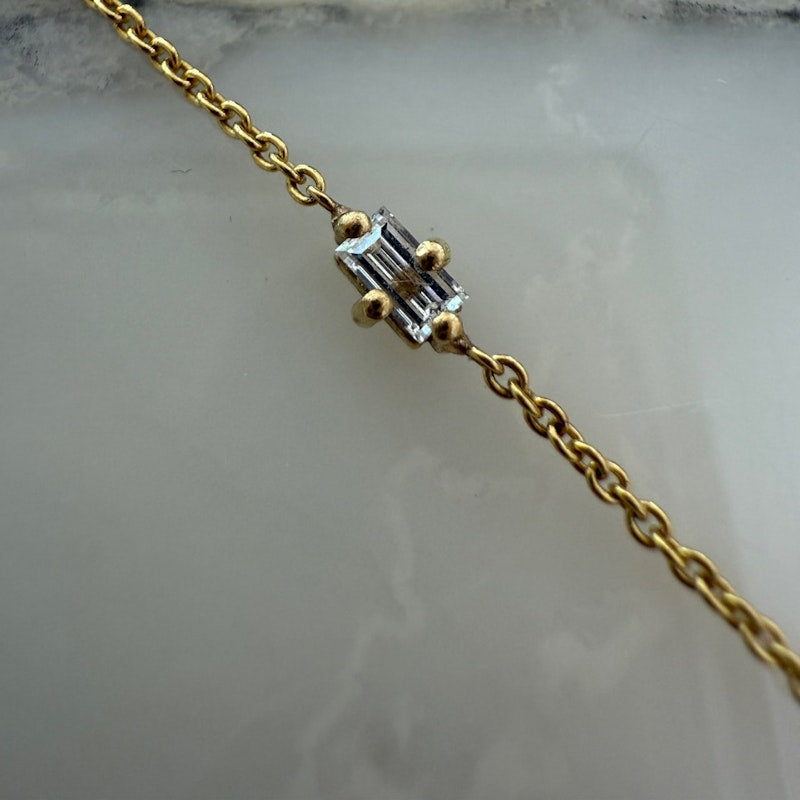 Lizzie Mandler Floating Necklace with White Diamond Baguette