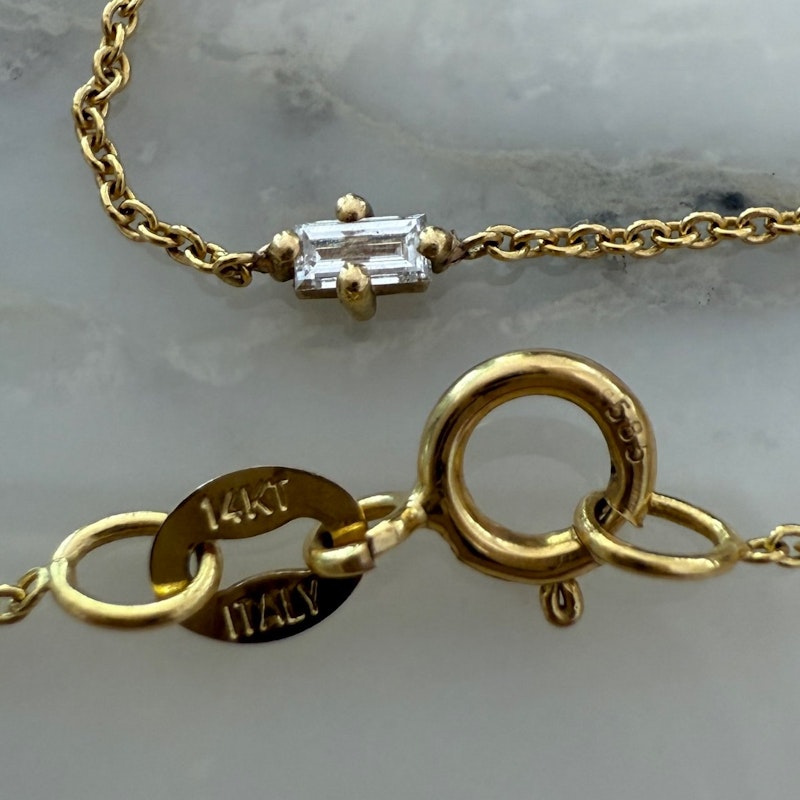 Lizzie Mandler Floating Necklace with White Diamond Baguette