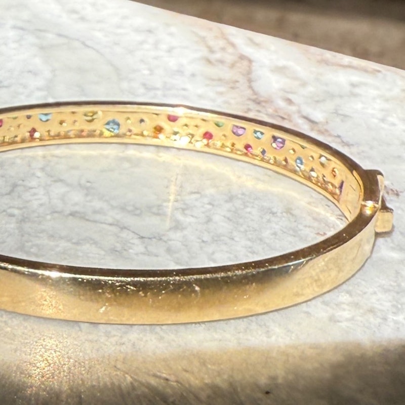 Eriness Rainbow Sapphire Multi Cluster Bangle Bracelet