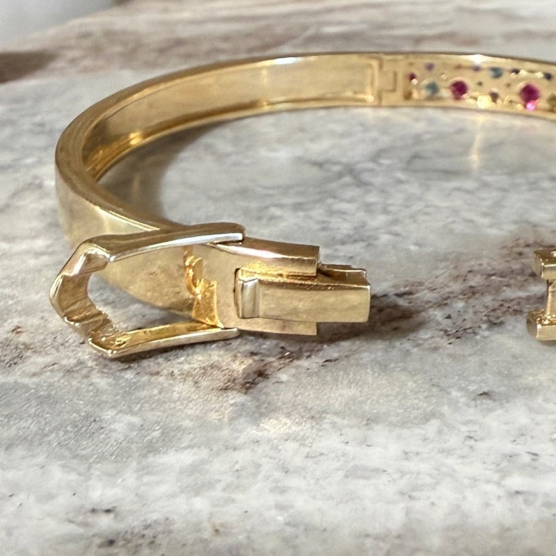 Eriness Rainbow Sapphire Multi Cluster Bangle Bracelet