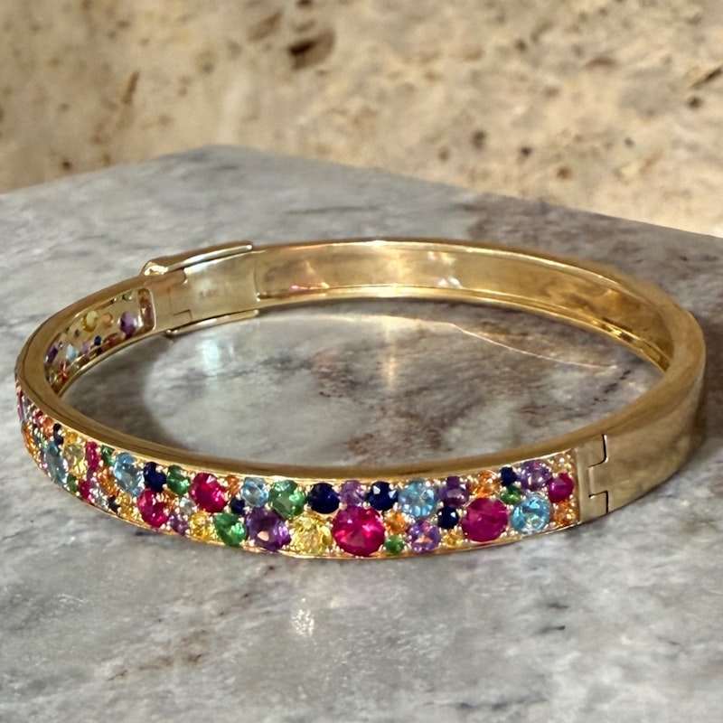 Eriness Rainbow Sapphire Multi Cluster Bangle Bracelet