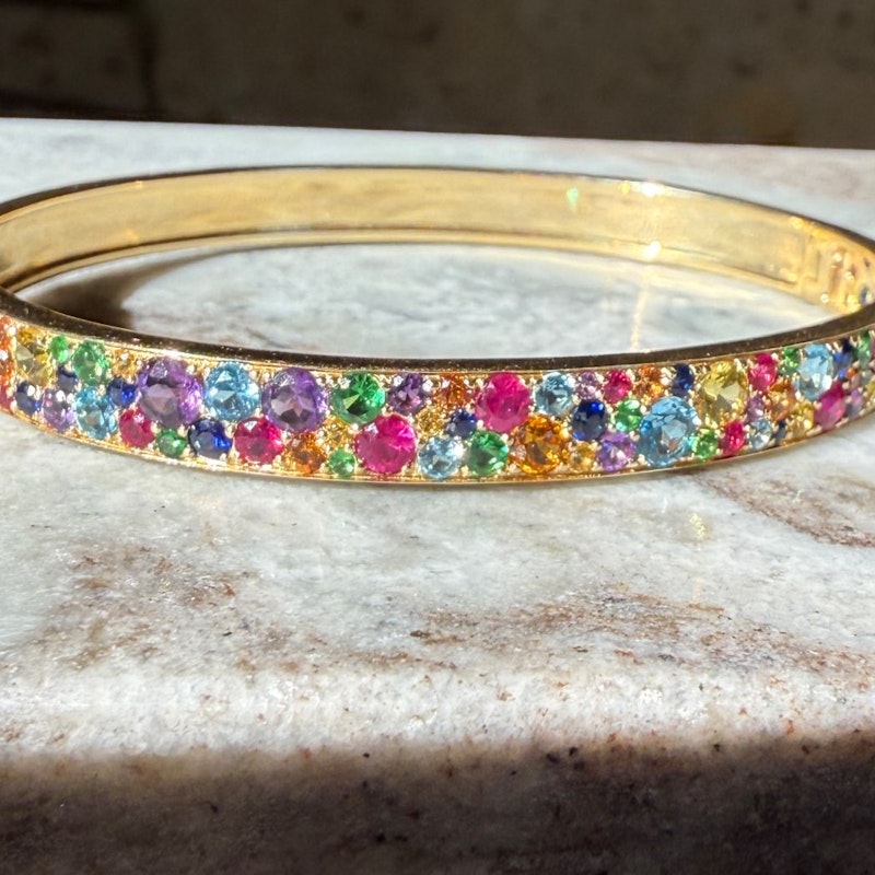 Eriness Rainbow Sapphire Multi Cluster Bangle Bracelet