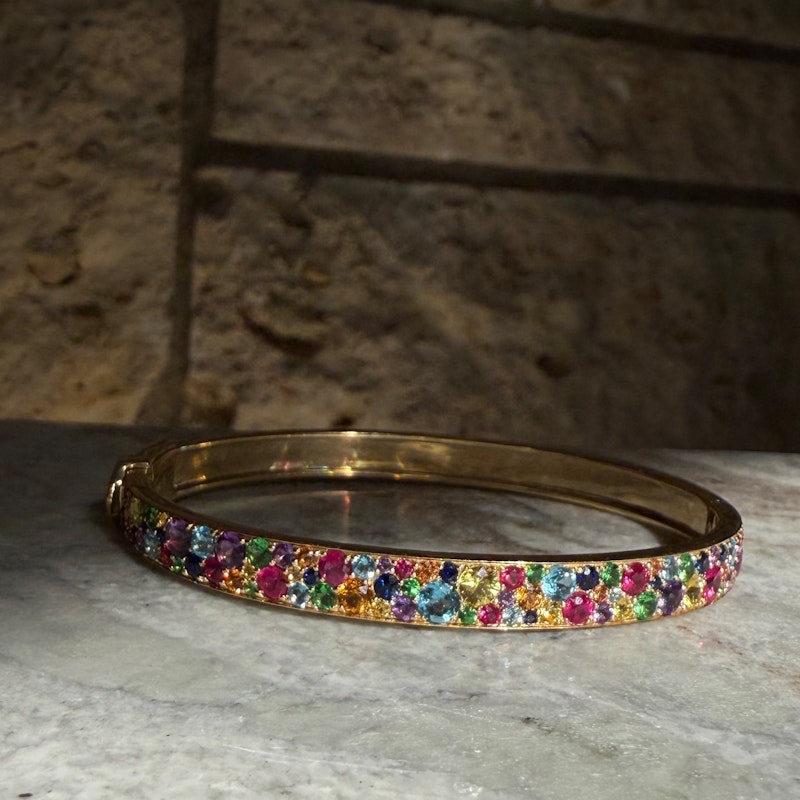 Eriness Rainbow Sapphire Multi Cluster Bangle Bracelet
