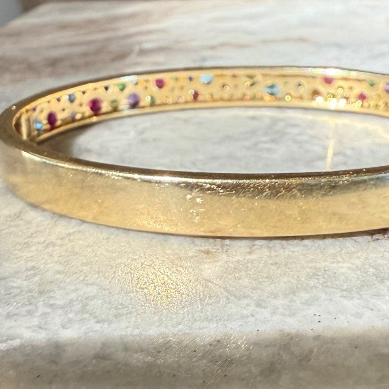 Eriness Rainbow Sapphire Multi Cluster Bangle Bracelet