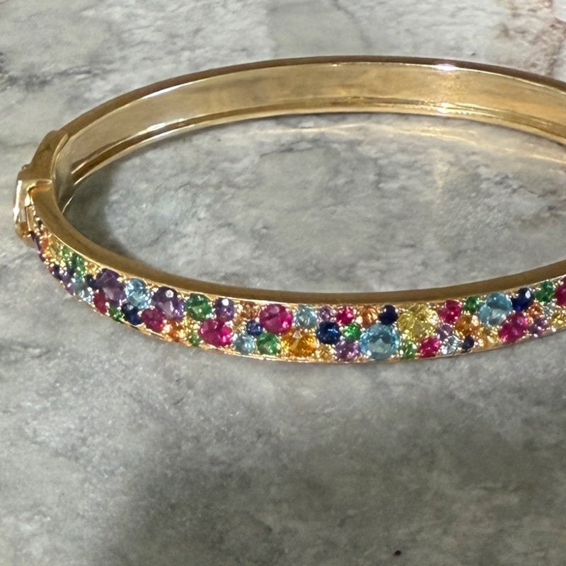 Eriness Rainbow Sapphire Multi Cluster Bangle Bracelet