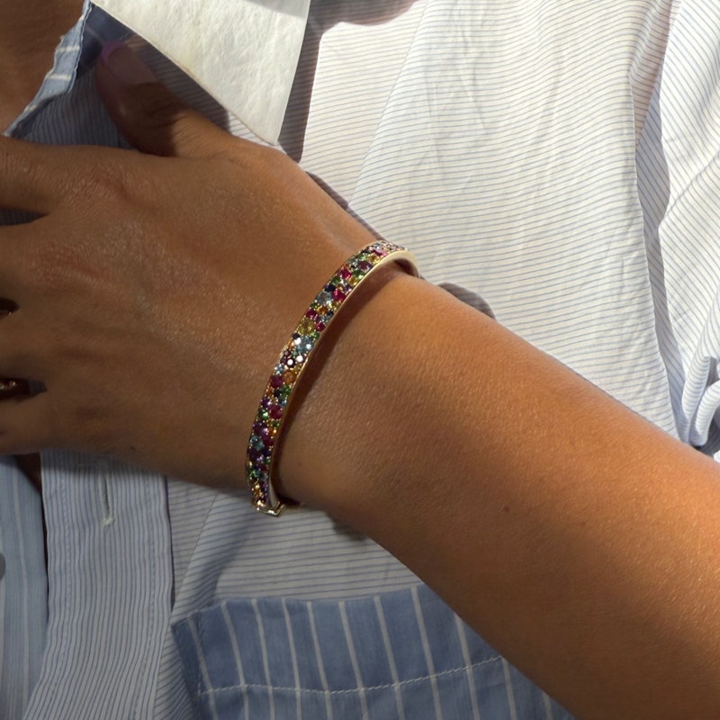 Eriness Rainbow Sapphire Multi Cluster Bangle Bracelet