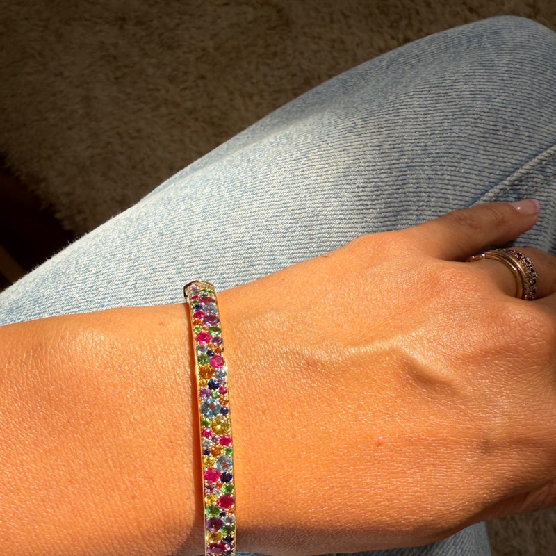 Eriness Rainbow Sapphire Multi Cluster Bangle Bracelet