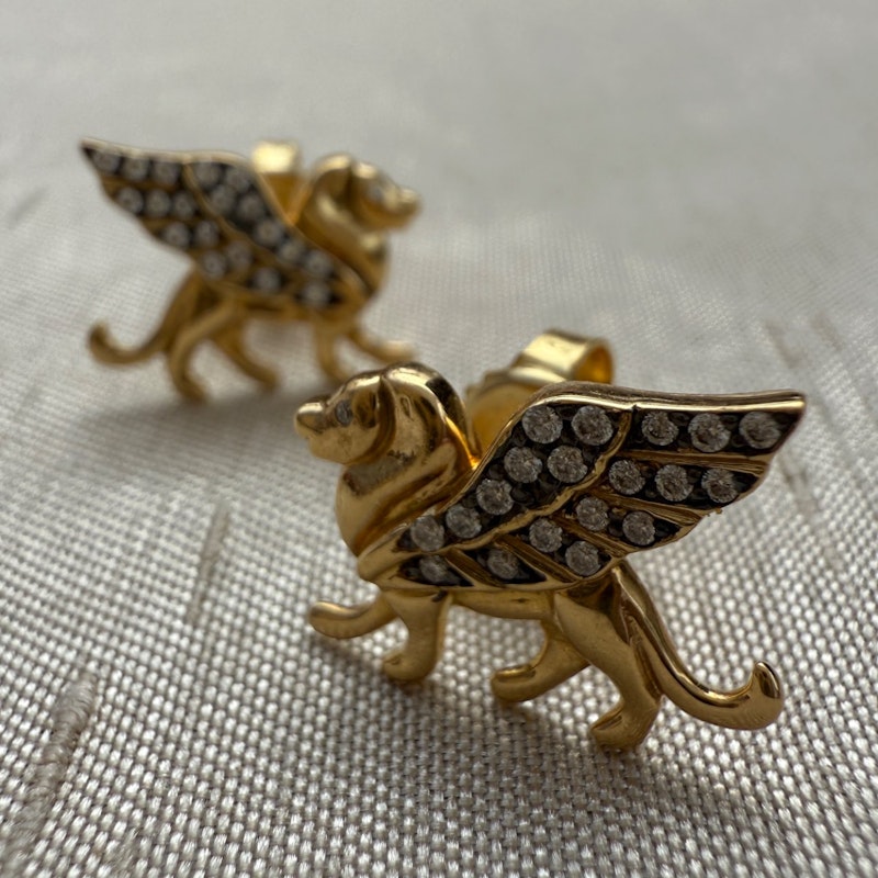 Sorellina 18k Yellow Gold El Leone Stud Earrings