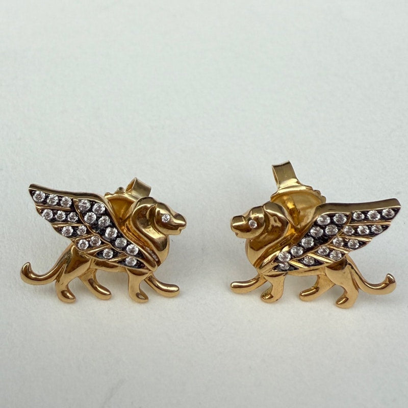 Sorellina 18k Yellow Gold El Leone Stud Earrings