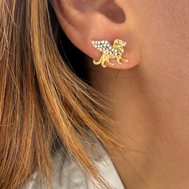 Sorellina 18k Yellow Gold El Leone Stud Earrings