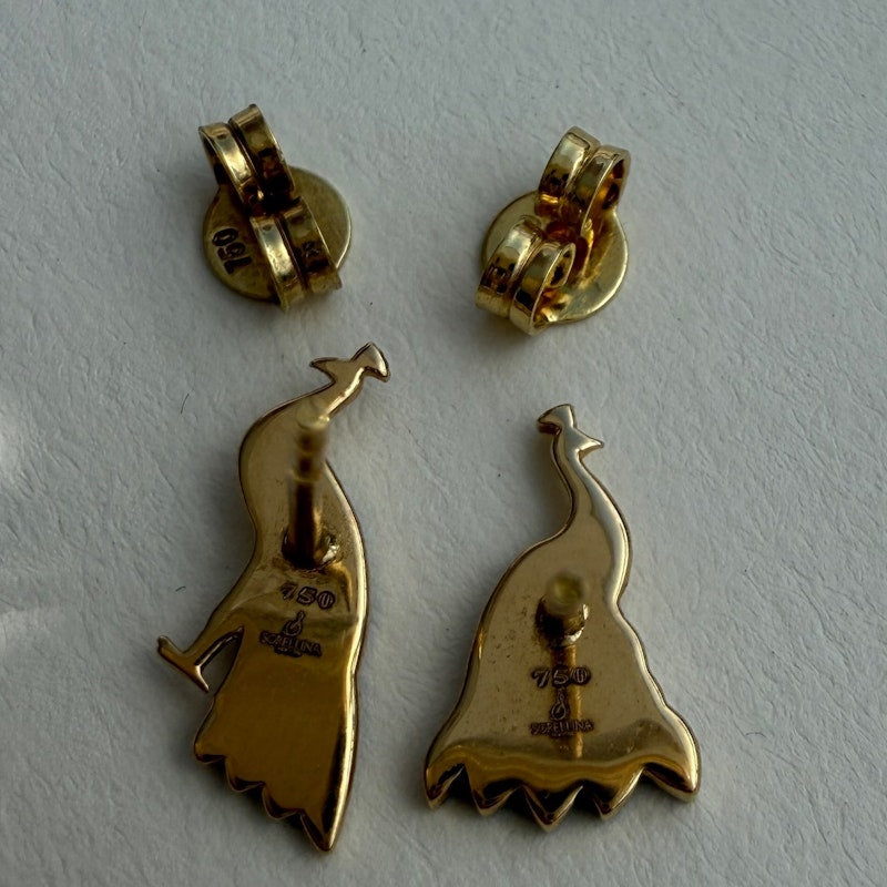 Sorellina 18k Yellow Gold Peacock Stud Earrings