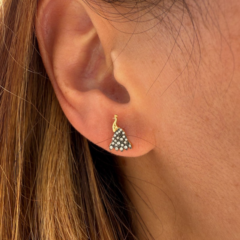 Sorellina 18k Yellow Gold Peacock Stud Earrings