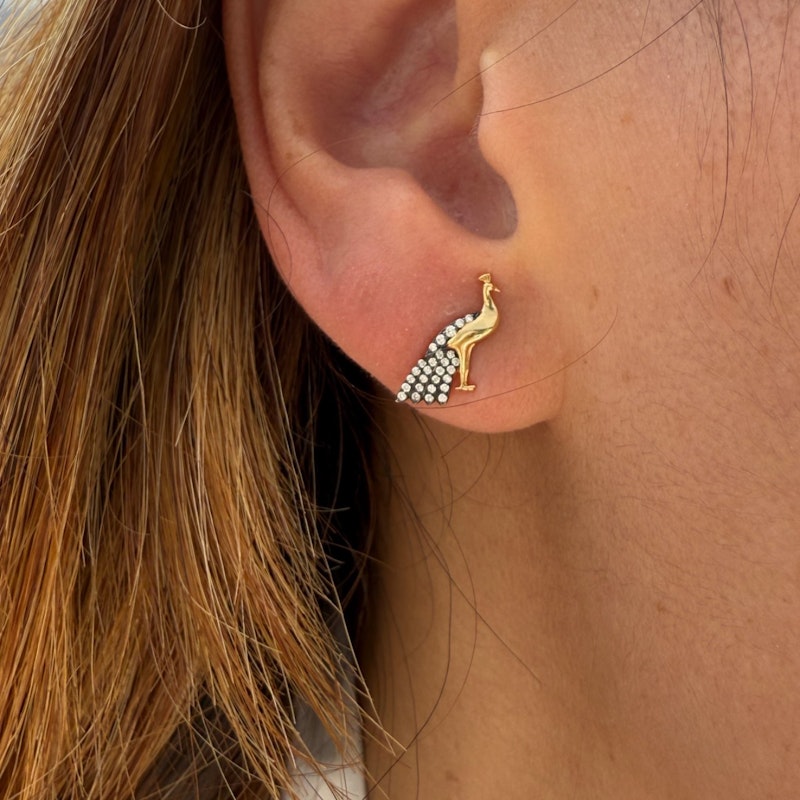 Sorellina 18k Yellow Gold Peacock Stud Earrings