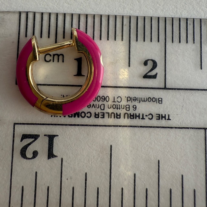 EF Collection 14k Yellow Gold Berry Enamel & Diamond Huggie Earrings