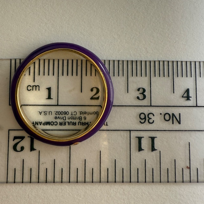 EF Collection 14k Yellow Gold Jumbo Single Diamond Ultra Violet Enamel Ring