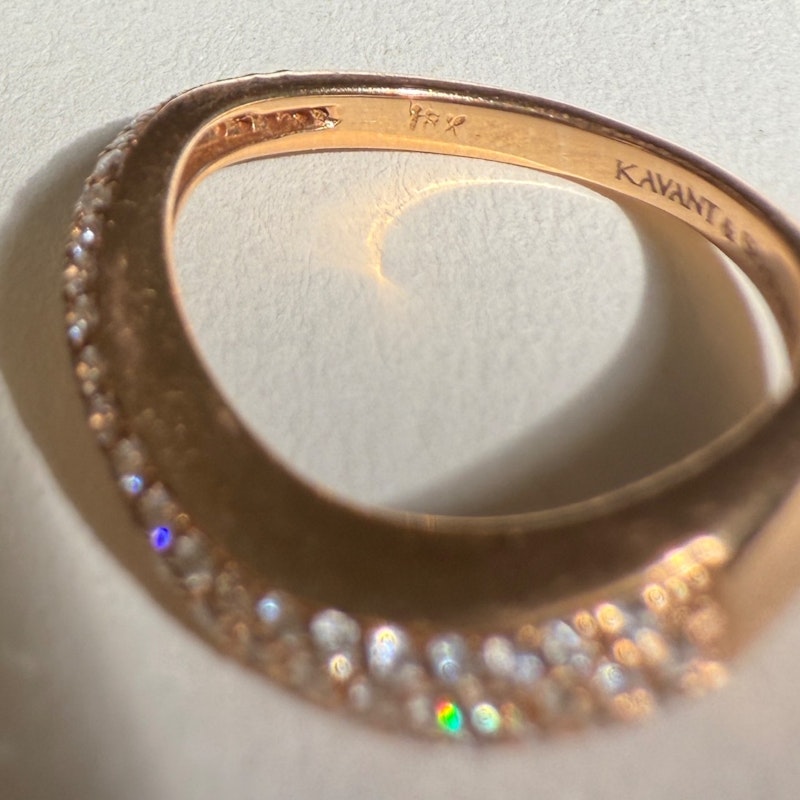 Kavant & Sharart 18k Rose Gold Diamond Pave Wave Ring