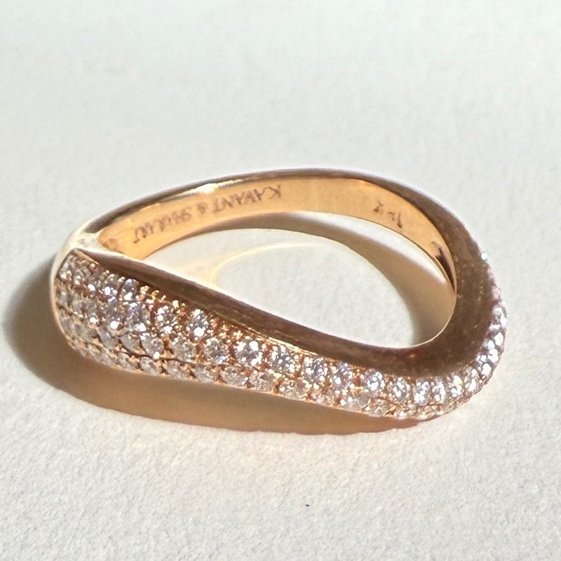 Kavant & Sharart 18k Rose Gold Diamond Pave Wave Ring