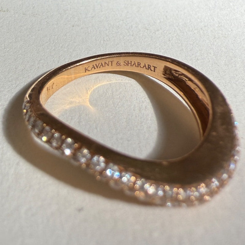 Kavant & Sharart 18k Rose Gold Diamond Pave Wave Ring