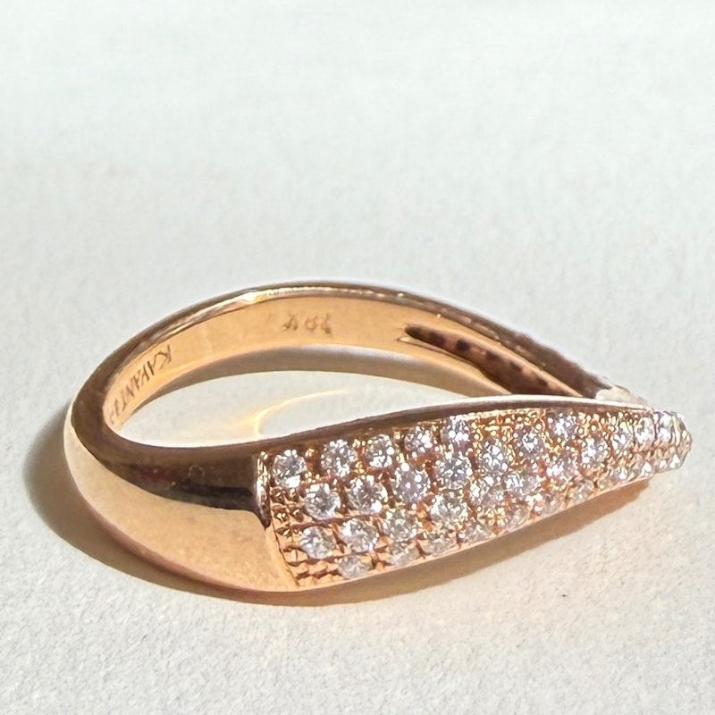 Kavant & Sharart 18k Rose Gold Diamond Pave Wave Ring