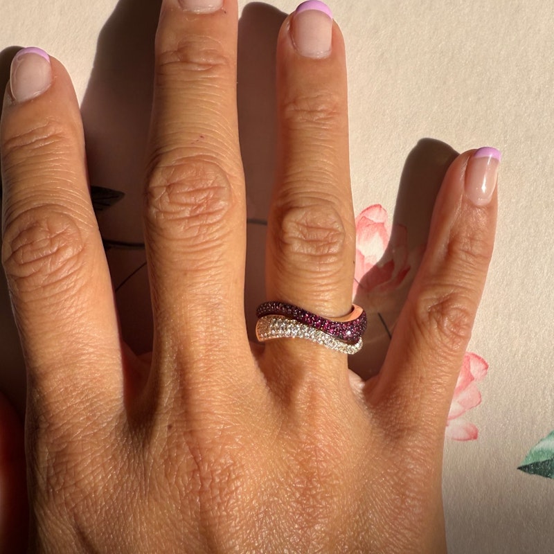 Kavant & Sharart 18k Rose Gold Diamond Pave Wave Ring