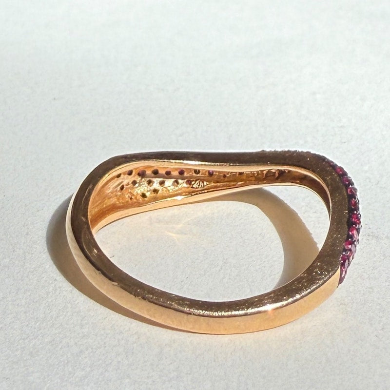 Kavant & Sharart 18k Rose Gold Ruby Pave Wave Ring